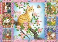Puzzle Blossoms and Kittens Quilt
