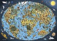 Puzzle Harta lumii de desene animate