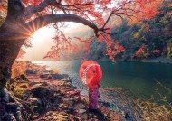 Puzzle Sončni vzhod v reki Katsura na Japonskem