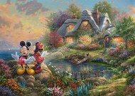 Puzzle Thomas Kinkade: Mickey és Minnie egér a kunyhónál