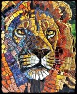 Puzzle Farvet glas løve