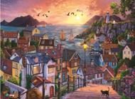 Puzzle Прибрежный город на закате