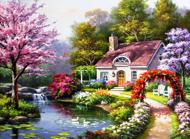 Puzzle Spring Cottage In Full Bloom