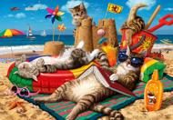 Puzzle Pisici pe plajă