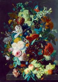 Puzzle Jan Van Huysum - Zátiší s květinami a ovocem