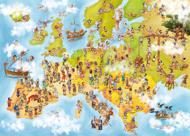 Puzzle Kolekcja kreskówek - mapa Europy