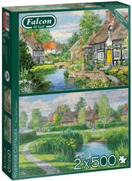 Puzzle 2x500 Cottages am Flussufer