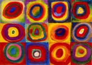 Puzzle Barvna študija - kvadrati s koncentričnimi krogi, Vasilij Kandinski