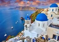 Puzzle Kilátás Santorini-ra és a csónakokra, Görögország 