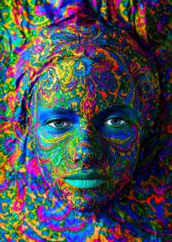 Puzzle Woman with Color Art Makeup