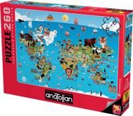 Puzzle Tecknad världskarta