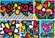 Puzzle Britto - Collage: Hjerter og blomster
