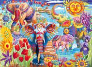 Puzzle Elefantes no Jardim -