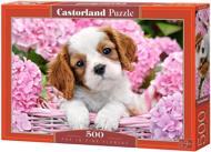 Puzzle Cachorro en flores rosas image 2