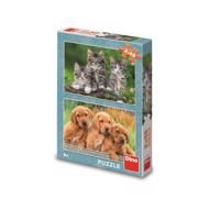 Puzzle Hunde und Katzen 2x48