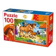 Puzzle Animale de fermă Cai 100