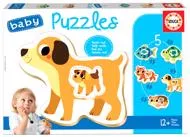 Puzzle 4-i-1 babydyr kæledyr