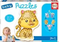 Puzzle 4i1 Baby vilde dyr