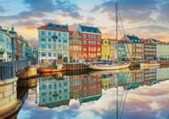 Puzzle Coucher de soleil sur le port de Copenhague