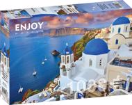Puzzle Vista de Santorini con barcos image 2