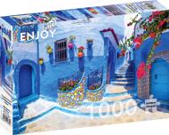 Puzzle Strada Turquoise din Chefchaouen, Maroc image 2