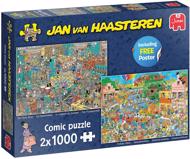 Puzzle 2x1000 Jan Van Haasteren: La tienda de música / Nerviosismo navideño