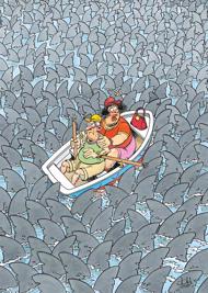 Puzzle Jan van Haasteren: Žraločia mánia image 2
