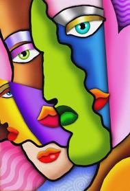 Puzzle Farverige abstrakte ansigter