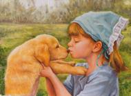Puzzle Кучето и любовта на малкото момиченце