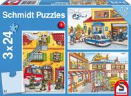 Puzzle 3x24 Policía, požiarnici, záchranári