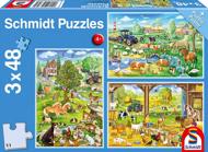 Puzzle 3x48 Leben auf dem Bauernhof