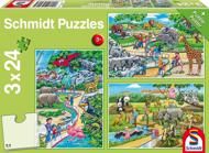 Puzzle 3x24 Ein Tag im Zoo