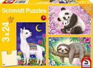 Puzzle 3x24 Panda, Lama, Preguiça