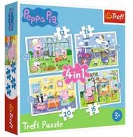 Puzzle 4-i-1 Piggy Peppa-ferie