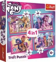 Puzzle 4v1 Kleurrijke pony pony's