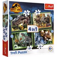 Puzzle 4v1 Grozeči dinozavri jurskega sveta