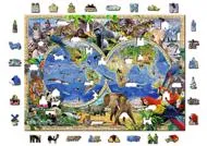 Puzzle Állatvilág Térkép fából