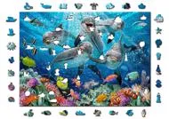 Puzzle Boldog delfinek a tengerben - Fából 