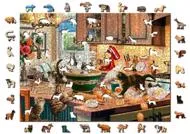 Puzzle Leia: Alcaparras de cozinha de gatinho de madeira