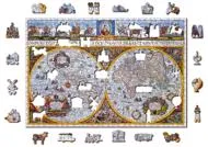 Puzzle Nova Terrarum antik térképe - Fából