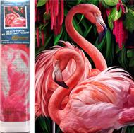 Puzzle Gyémántfestmény - Rózsaszín flamingók 30x40cm
