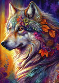 Puzzle Colorful wolf