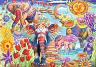 Puzzle Éléphants dans le jardin 1000