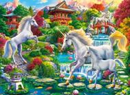 Puzzle Unicorni într-o grădină magică