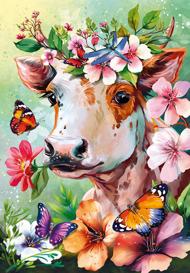 Puzzle Krowa z kwiatami