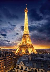 Puzzle Eiffelova veža za súmraku