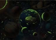 Puzzle Planets in space - neon image 2