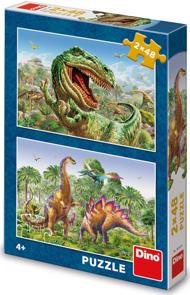 Puzzle 2x48 Súboj dinozaurów