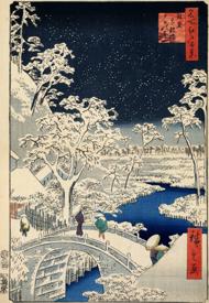Puzzle Utagawa Hiroshige - Puente del tambor en Meguro y Sunset Hill