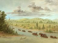 Puzzle Catlin: La Salles Party betritt den Mississippi in Kanus. 6. Februar 1682, 1847-1848